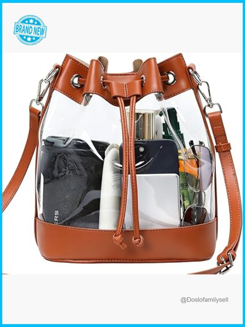 Clear Crossbody Bucket Bag Stadium Approved Transparent PVC Purses for Women